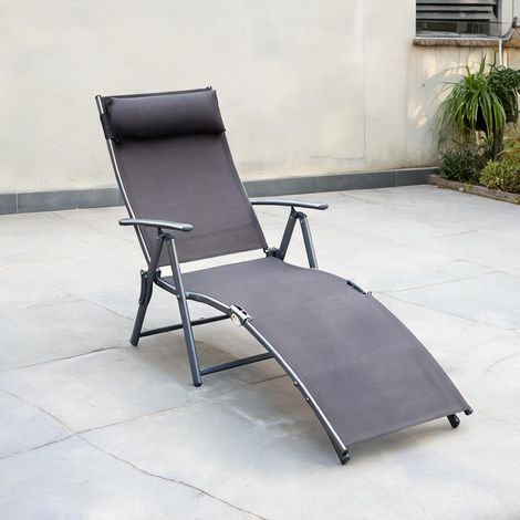 Chaise longue pliante en métal avec coussin 7 positions (1/5)