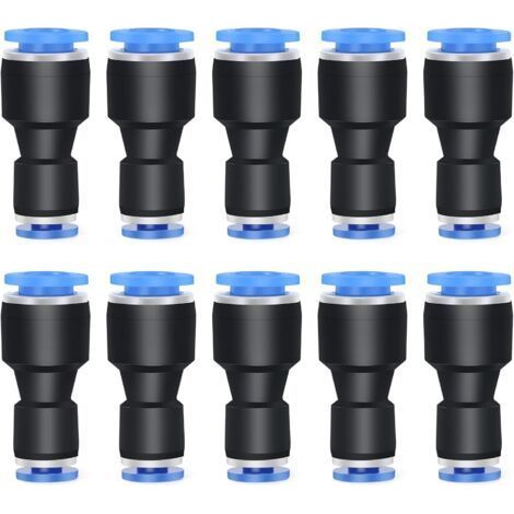 Lot de 10 réducteurs de tube droit de 8 mm de diamètre extérieur x 6 mm de diamètre extérieur pour accessoires de connexion, raccords pneumatiques, connecteur réducteur de tuyau (1/5)