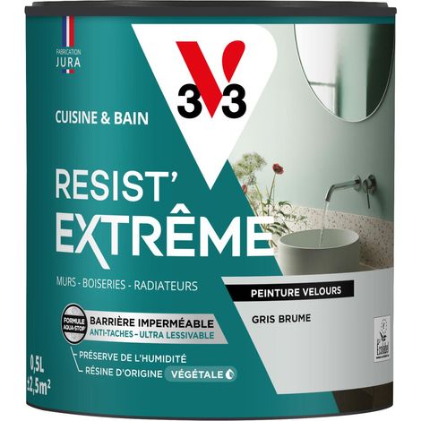 Peinture multi-supports Cuisine & Bain Resist'Extrême® V33 Gris brume satin 0,5L (1/3)