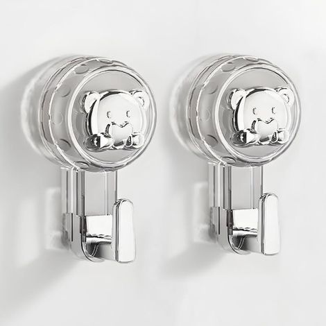 Accroche Serviette Salle de Bain, Crochet Ventouse Extra Puissantes Réutilisables pour Salle de Bain, Cuisine, Camping & Voiture, Bathroom Towel Suction Hooks (Silver+Clear, 11.26.24.3cm2) (1/5)
