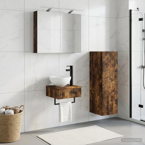 vidaXL Bathroom Cabinet Set 4 pcs Smoked Oak Engineered Wood (1/5)