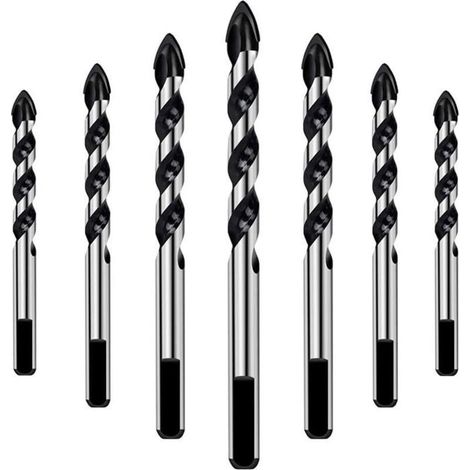 Jeu de 7 forets pour carrelage, verre, béton, pierre, brique, carrelage, céramique et miroirs (3mm 4mm 5mm 6mm 8mm 10mm 12mm)-AIMOONSA