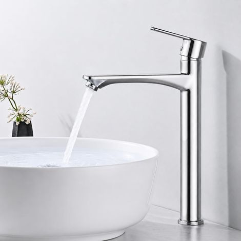 Robinet de salle de bain, chromé, surélevé, pour salle d'eau (1/5)