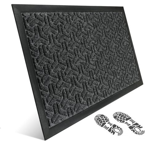 Paillasson Tapis Entrée, Antidérapant Tapis de Porte, Lavable Absorbant Tapis d'entrée 45 × 75 cm, Gris (1/5)