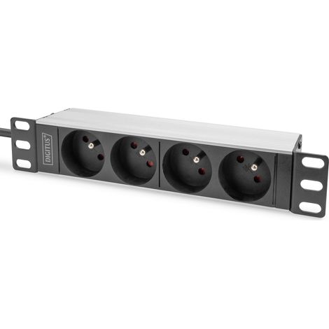 DIGITUS MULTIPRISE 10'' AVEC PROFILÉ ALUMINIUM, 4 PRISES CEE 7/5 (DN-95418-FR) (1/4)