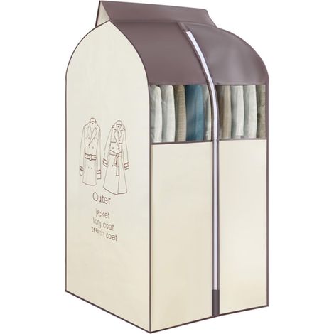 Copriabito beige con ampia finestra trasparente per organizzare l'armadio (48x60x100 cm) (1/2)