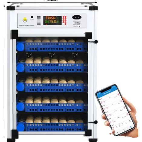 Incubadora automática de huevos, doble alimentación, control móvil, 340 huevos, AC220V DC12V (1/2)