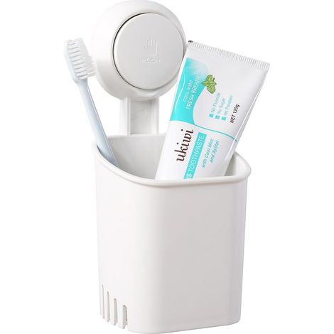 Porte brosse à dents à ventouse, installation facile sans perçage, rotation à 360°, charge 5 kg, étanche, pour carreaux de douche et salle de bain. (1/5)