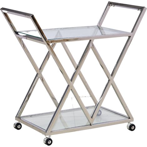 Chariot TRIANGLE Chrome & Verre Transparent – 60x40x75 cm (1/5)