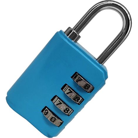 Cadenas à combinaison à 4 chiffres, haute sécurité, étanche, couleurs vives, bleu ciel, idéal pour armoires, sacs photo et voyages.
