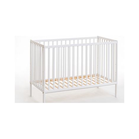 Lit bébé en bois avec matelas- Berceau Cypi - L 124 cm x P 65 cm x H 87 cm - Blanc - Livraison gratuite (1/2)