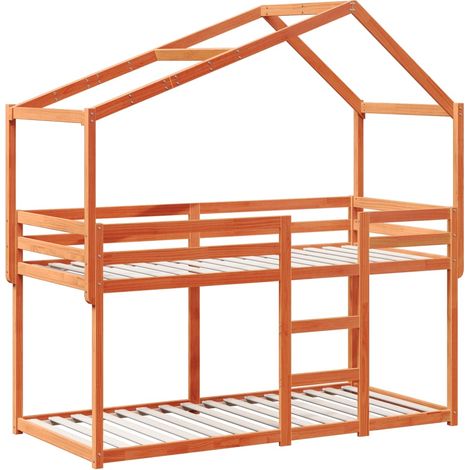 Lit superposé sans matelas cire marron 90x190 cm pin massif vidaXL (1/5)