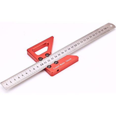 Outil de centrage circulaire applicable, outil de centrage pour le travail du bois, outil de traçage d'angle à 45 degrés, règle à tracer en alliage d'aluminium (1/5)