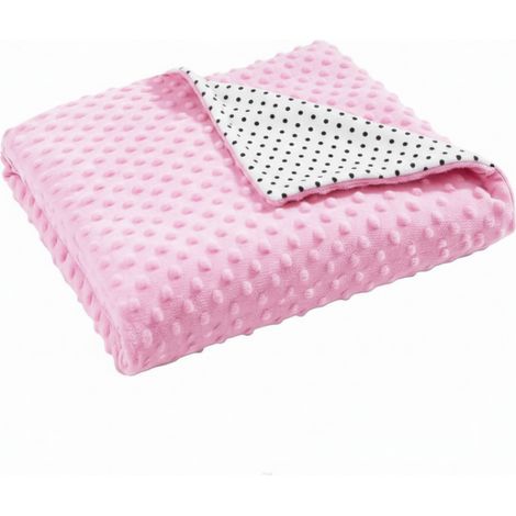Manta Minky de 75x100 cm (rosa + puntos negros) (1/3)