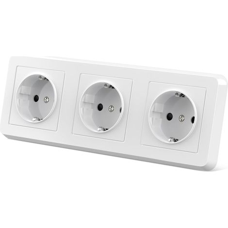 Prise Schuko à 3 prises, prise encastrée (16 A/250 V), prise standard UE séparée 224 x 82 mm, pour chambre à coucher, cuisine (1/5)