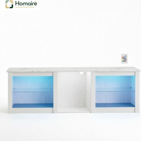 Meuble de rangement avec tiroirs, blanc, en décor bois 160 x 35 x 49.7 cm HOMAIRE (1/5)