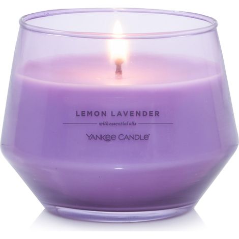 Bougie parfumée  Bougie moyenne Citron Lavande  Bougie longue durée : 35 à50pk heures de combustion  Design en verre élégant avec cire violette  Cadeau parfait pour femme (1/5)