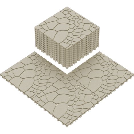 Losetas de terraza encajables 30,5x30,5x2 cm en polipropileno beige – MEUBLIV