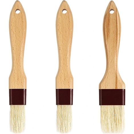 Set di 3 pennelli per pasticceria, pennelli per olio, pennelli con setole di cinghiale, pennelli per barbecue, pennelli per salse, pennelli da cucina (1/5)