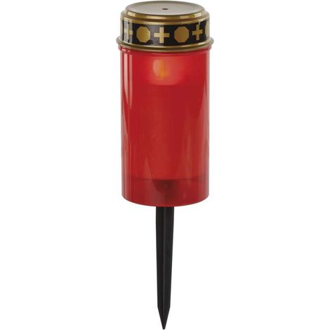 EMOS LED Grabkerze, wasserdichte Grableuchte für den Außenbereich, rot, batteriebetrieben, mit Stab, 1500 Stunden Lebensdauer, DCCV22 (1/5)
