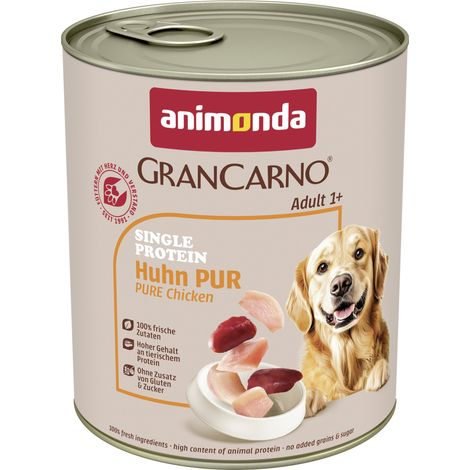 Animonda GranCarno Hundenassfutter Adult Single Protein getreidefrei 800 g Huhn Nassfutter Hunde