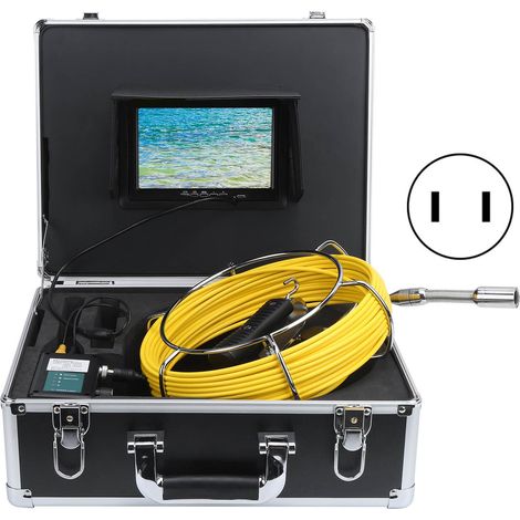 Caméra d'inspection de canalisation 22mm écran 7 pouces IP68 1000TVL 12 LED 100-240V AC pour système d'évacuation 40m/131.2ft prise US (1/5)