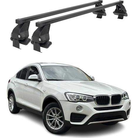 OMAC Dachträger Querträger Stahl für BMW X4 F26 2014-2018 – Abschließbar – City-Crash-getestet – DIN 75302:2019 – ISO/PAS 11154:2006 – Max. 50 kg Schwarz (1/5)