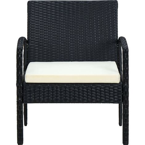 Chaise de jardin - Chaise d'extérieur avec coussin Résine tressée Noir fr1402 - Maison La Vie (1/5)