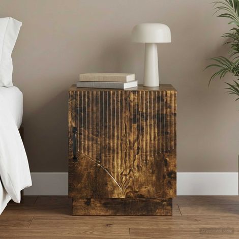vidaXL Bedside Table Smoked Oak 43 x 34.5 x 47 cm Engineered Wood (1/5)