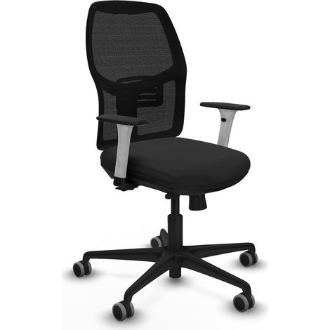 Chaise de bureau piqueras y crespo Alfera noir faux cuir bras blanc (1/2)