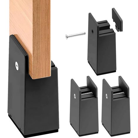 Lot de 4 rehausseurs de meubles réglables de 10 cm avec pince à vis - Rehausseur de chaise, table, lit, canapé - Pour meubles de 10 à 37 mm de large - Rehausseurs carrés (1/5)
