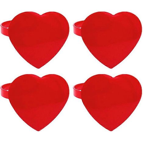 Lot de 4 ronds de serviette de table rouges pour la Saint-Valentin (1/5)