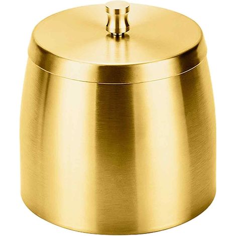 Cendrier d'extérieur avec couvercle, cendrier coupe-vent en acier inoxydable pour la maison, le bureau, le patio (Or 12 cm) (1/5)