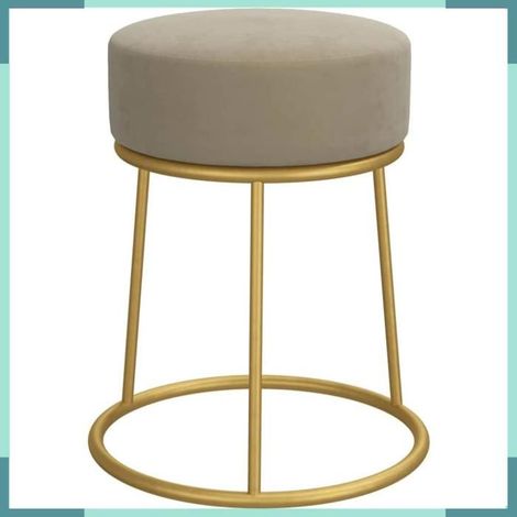 Tabouret - 340256 - Velours gris foncé - Piètement métal doré - Rond 30 x 38 cm (1/4)