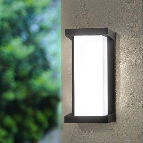 Applique LED IP65 étanche 12W 5500K aluminium rectangle applique murale extérieure LED lampe extérieure extérieure lampe extérieure pour jardin avant salle de bain véranda garage chambre salon couloir (1/5)