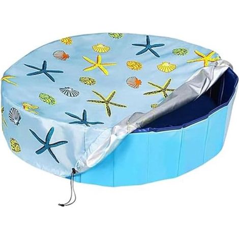 Runde Poolabdeckung – Poolabdeckung – Schützt den Pool – Verstellbarer Kordelzug – 122 cm – Blau (1/5)