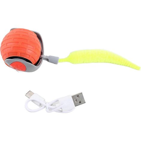 Jouet interactif pour chat avec 2 vitesses réglables, balles qui roulent automatiquement et une queue en peluche (Indonésie) (1/4)