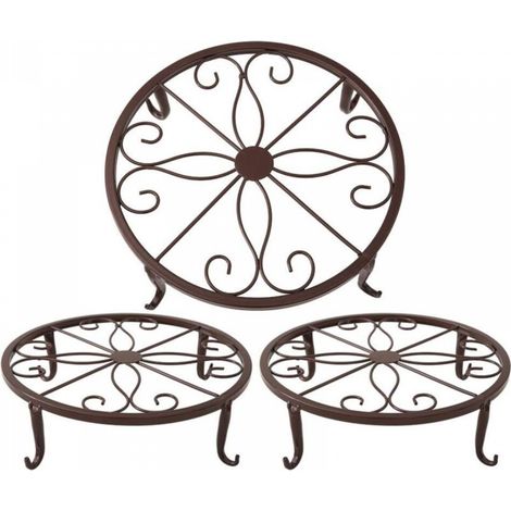 Support pour pot de fleurs en bronze 23 x 23 x 11,5 cm, support pour plantes succulentes d'intérieur et d'extérieur, 3 pièces (1/5)