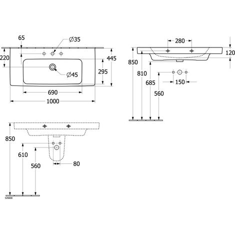 Villeroy & Boch 4A87A601 lavabo Architectura 1000x445 mm