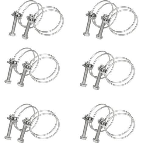 Abrazaderas de manguera de acero inoxidable ZVD 304 de doble alambre, resistentes, para tuberías y cables, color plateado, 23-29 mm (12 unidades) (1/4)