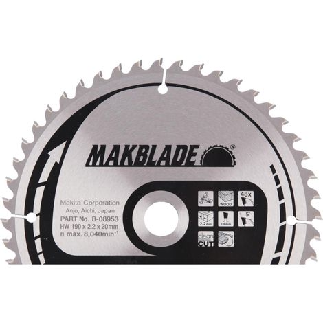 LAME CARBURE MAKBLADE BOIS 190X20MM 48D MAKITA B-08953 (1/5)