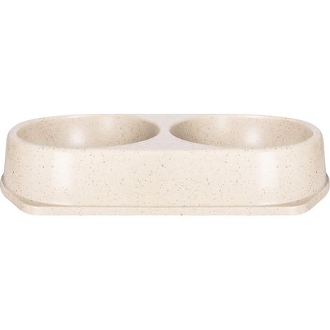 Filiyano-Gamelles en bambou écologiques, antidérapantes et résistantes, de couleur blanc crème, doubles, pour animaux de compagnie, fabriquées à (1/5)