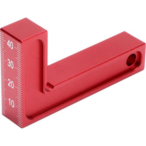 Carré d'équerrage 90° en alliage d'aluminium règle en L outil de mesure pour menuiserie 75x45mm rouge 15mm (1/5)