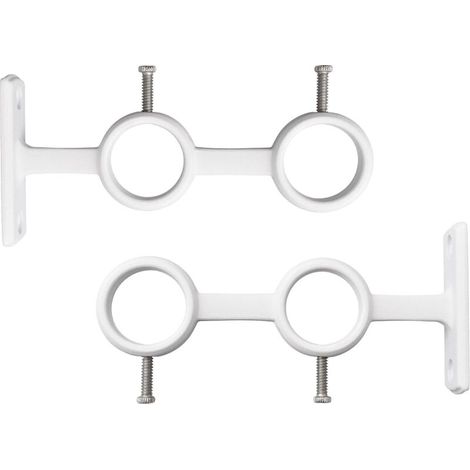 CSPARKV Lot de 2 supports de tringle à rideaux réglables, supports robustes doubles pour tringle à rideaux circulaires (blanc) (1/5)
