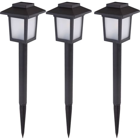 3x LED solaire plug-in lumières chemin de jardin rétro effet feu lanternes extérieures noir (1/5)