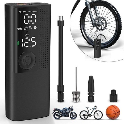 TrAdE Shop Traesio - Mini Compressore Portatile Pompa Elettrica Aria Display Lcd Moto Auto Bici Palla - (1/5)