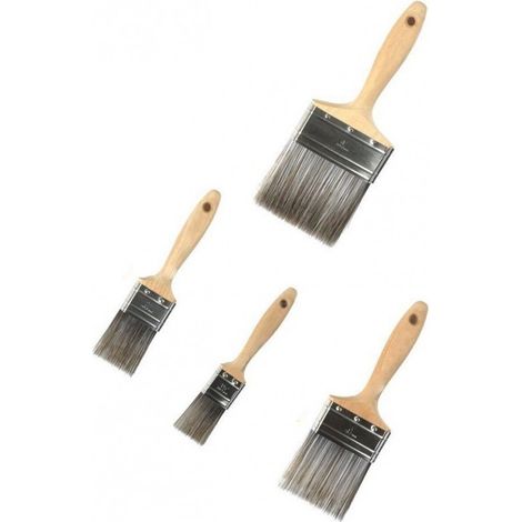 TrAdE Shop Traesio - Set 4 Pennelli Pennellesse Misure 1"/ 1,5"/ 2"/ 2,5" Per Vernici Ad Acqua E Idropitture Solventi -