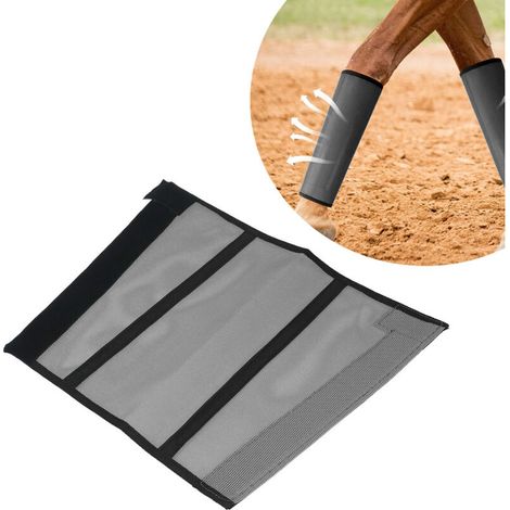 Protège-Jambes pour Cheval 4pcs Anti-Moustiques, Respirant, Mesh, Noir, Dimensions 18.5"x14.6"x14.5" (1/5)