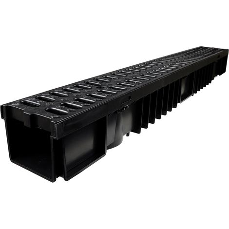 Wovar – Caniveau de voirie en plastique noir 1000 x 125 x 105 mm – Évite stagnation eau pluie – Accessoires compatibles disponibles