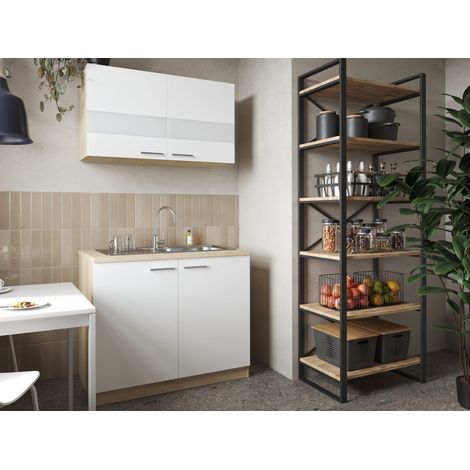 Spülenunterschrank Oberschrank Küche 100 cm Eiche Sägerau Weiß Merle Respekta (1/5)